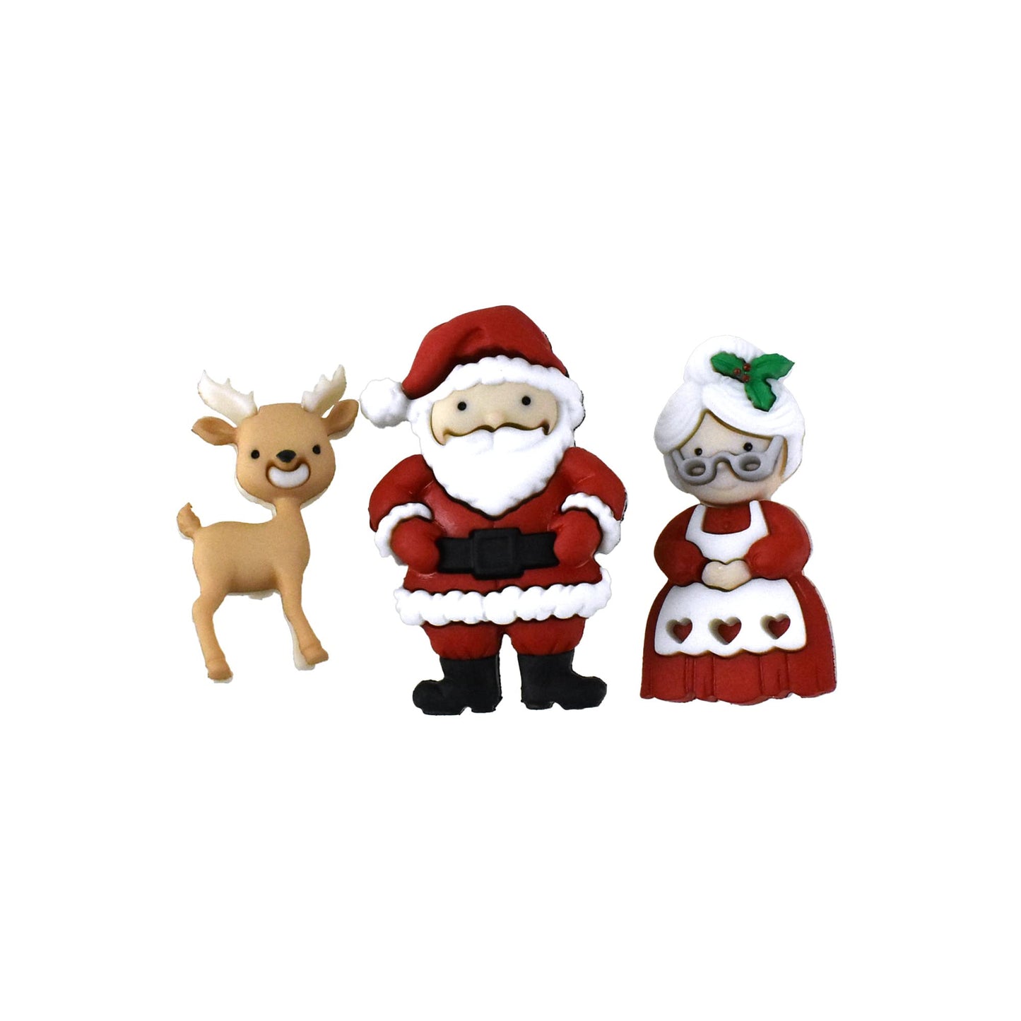 Homeford Christmas Mr & Mrs Claus Embellishments, 1-lnch, 3-Piece