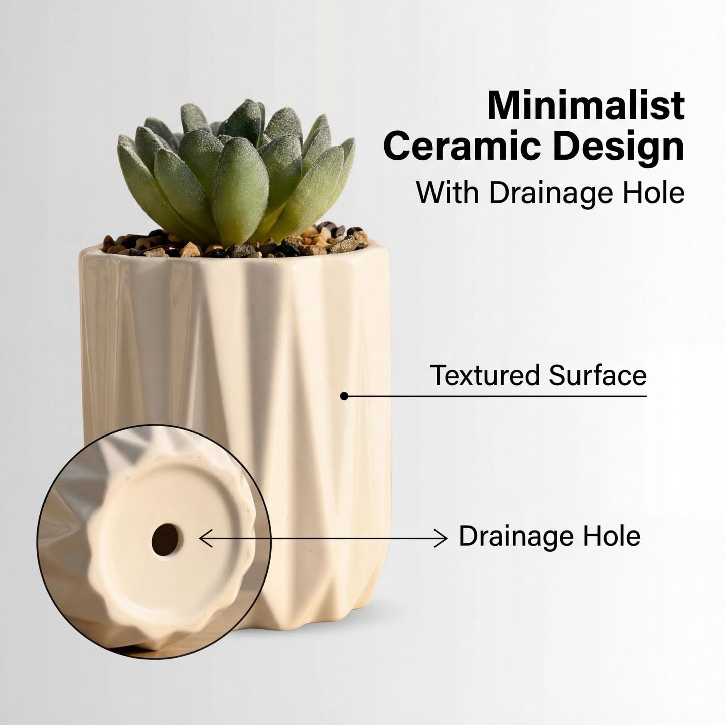 SUSOYAOCHEN Succulent Plant Pots Ceramic Plant Pots and Drainage Hole Bonsai Planter Small Flower Pots for Indoor Outdoor Use for Home Office Garden Decoration,Plants Not Included (White)