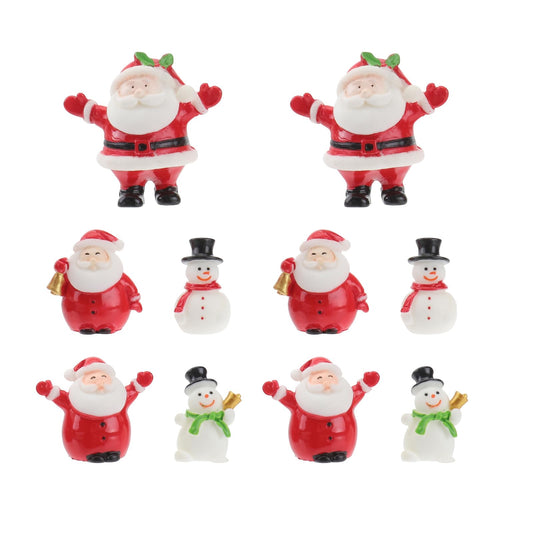 CLISPEED Miniature Christmas Figurines: 10pcs Mini Christmas Figurines Small Santa Figures Tiny Decorations Miniatures for Crafts Xmas Party Decor