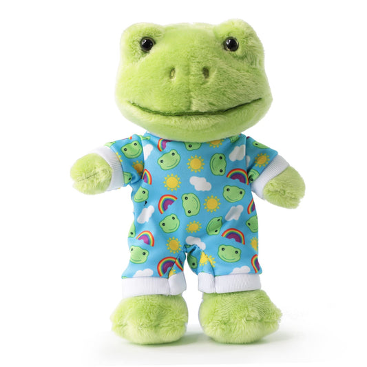 Furvana 9Inch Green Frog Plush, Soft Frog Stuffed Animal Plush Toy, Kawaii Plush Doll, Cute Plushie with Cloths Toy Gift for Kids Children Birthday