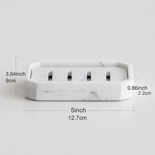 Resin Marble-Like Texture Soap Dish Drainable Soap Holder,Double Layer Draining Soap Dish.