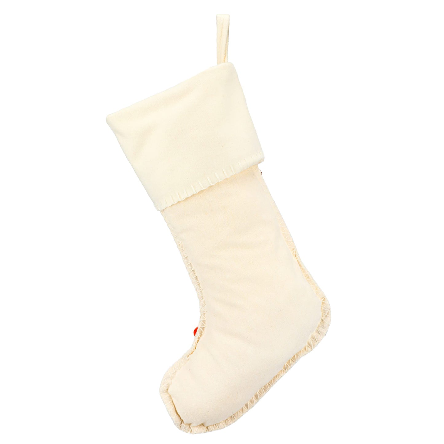 Hopearl Pom Pom Christmas Stocking Kit Boho Style Socks Ultra Soft Holder Ornament Luxury Gifts Bags for Family Xmas Tree Party Supplies, Cream, 18''