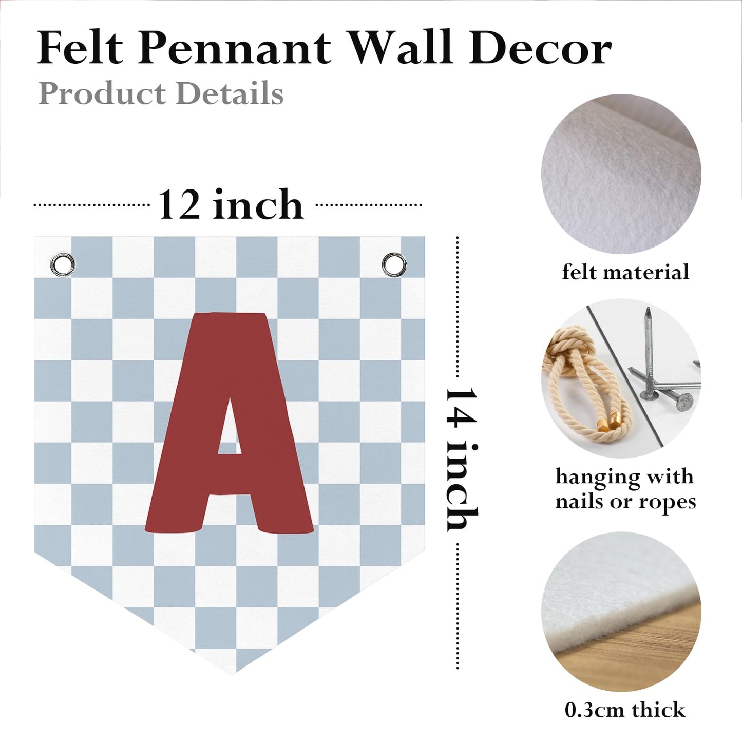 BGFGZPL Kids Playroom Bedroom Wall Decor Name Custom Pennant Flag, Kids Bedroom Nursery Toddler Room Wall Art Decorations, Custom Name Sign for Toddler Bedroom Playroom, Letter A 12x14 Inch