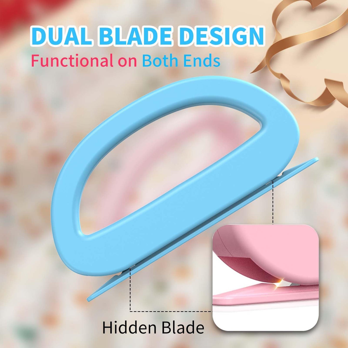 Dual Ended Wrapping Paper Cutter 2-Pack (4 Blades), Sliding Gift Wrap Cutter for Wrapping, Paper Cutting Tool for Christmas, Holidays, and Birthdays