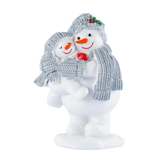 Brizoria Snowman Figurines Mother and Child Hugging Resin Winter Centerpieces for Table Christmas Decorations Adorable Snowmen Winter Home Decor Indoor for Mantel Tiered Tray Holiday Decor