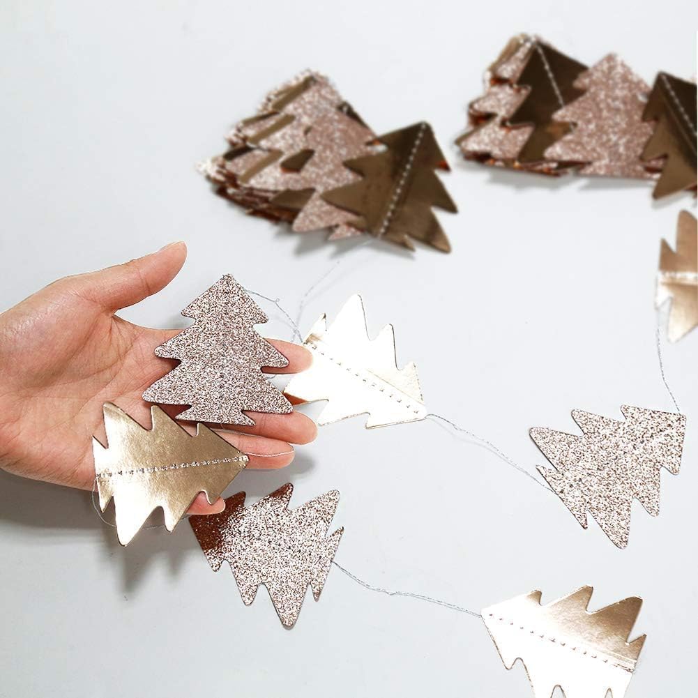 Cheerland Champagne Gold Tree Garland for Hanging Christmas Decorations Baby Shower Woodland Theme Party Decoration Christmas Streamers Backdrop Tree Garland Decor for Birthday Party New Year