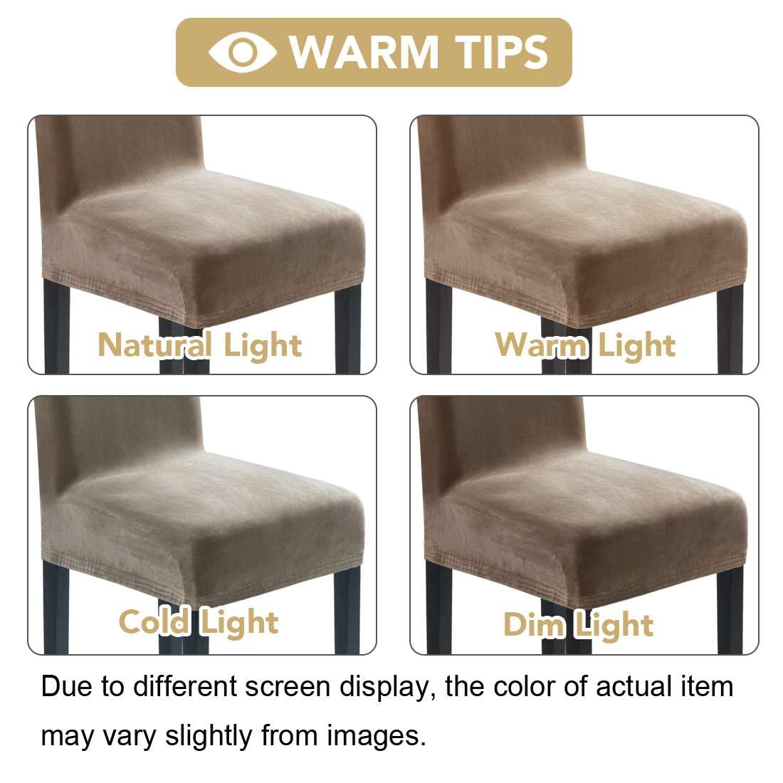 H.VERSAILTEX Dining Chair Covers Stretch for Dining Room Set of 4 Parson Chair Slipcovers Protectors, Soft Thick Solid Velvet Fabric Washable, Taupe