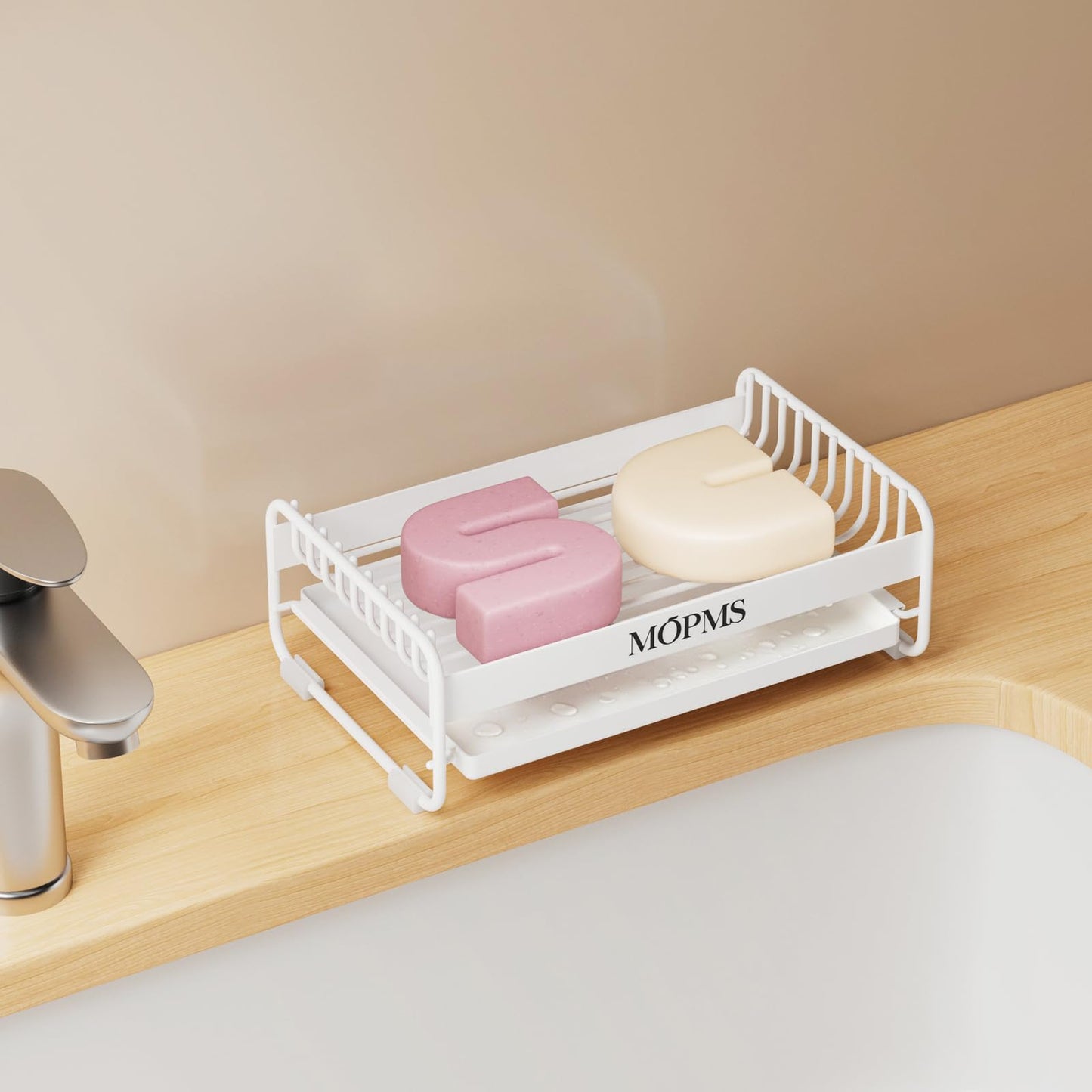 Soap Dish for Shower, Carbon Steel Bar Soap Holder with Drainage and Water Tray, Soap Saver for Bathroom, Kicthen Sink and Countertop