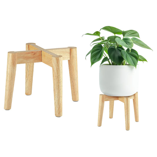 Nabytok Wood 7.5" x 9.8" Plant Stand Indoor Outdoor, Wooden Single Floor Plant Pot Holder, Natural Plant Stand, Assembly Required (Excluding Potted Plants)