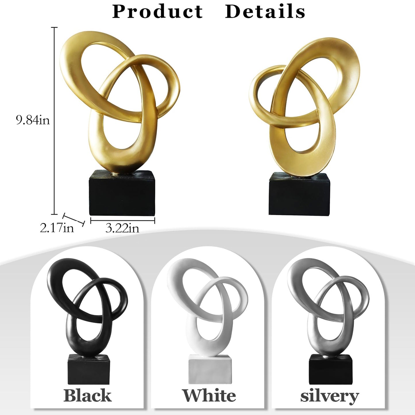 Dosker Knot Decor Mobius Stripe Statue,Modern Abstract Sculpture for Home Decor,Coffee Table Decor for Living Room,Office(Gold)