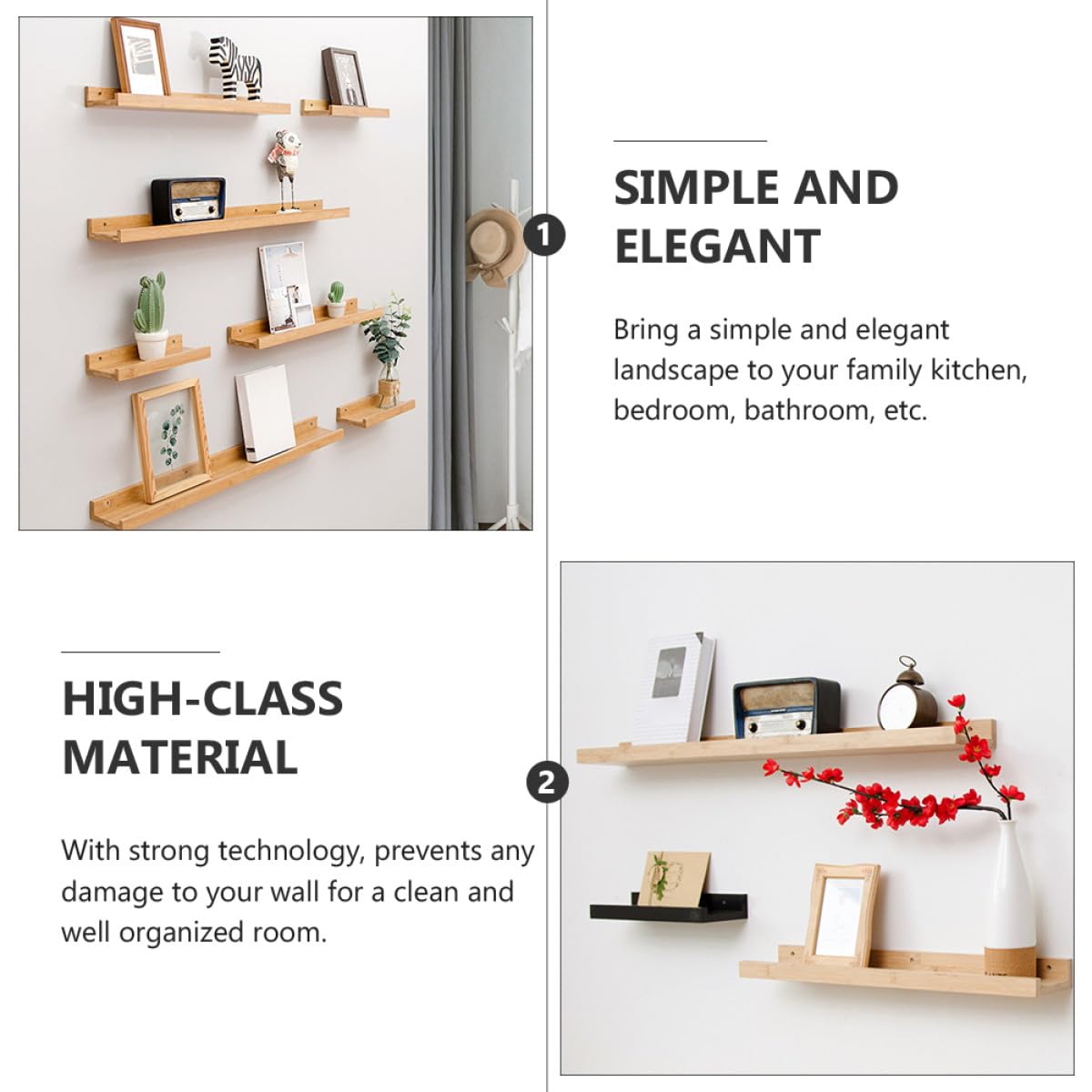 jojofuny Wooden Wall Mounted Shelf 40x14cm Entryway Accessory Sundries Storage Rack Floating Wall Shelf for Living Room Home Organization