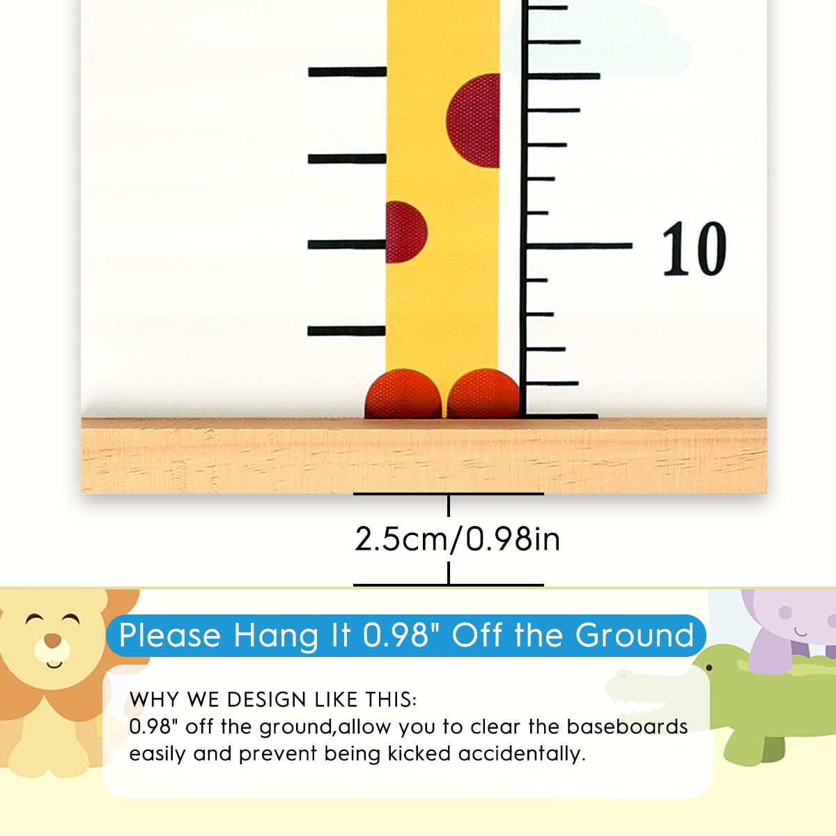Mibote Baby Growth Height Chart Handing Ruler Wall Decor for Kids, Canvas Removable Height Growth Chart 79" x 7.9" (Giraffe)