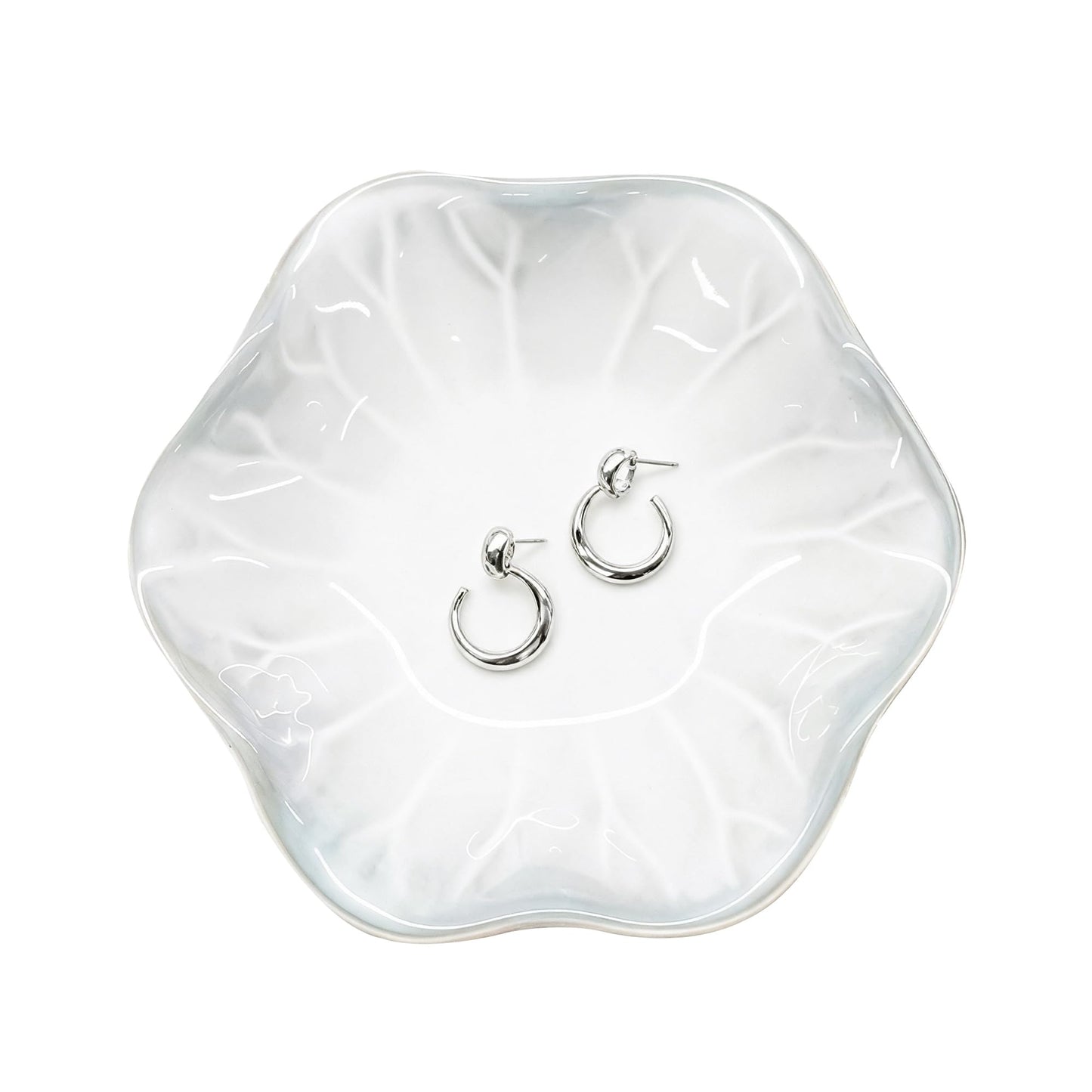 AmaCielo Ceramic Jewelry Tray, Ring Dish, Key Bowl Ceramic Tray 4.33 Inch, Ttrinket Dish Jewelry Dish, Desktop Decoration, Gifts for Mother Girlfriend Daughter,Mother's Day Gift (1Pcs-Lotus Leaf)