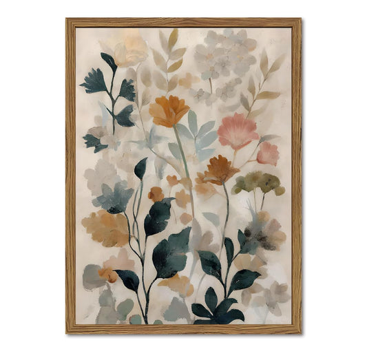 Framed Floral Bathroom Wall Art, Vintage Botanical Wall Decor Pictures, Watercolor Wildflower Canvas Prints Paintings Neutral Antique Flower Plant Home Decor for Living Room Bedroom 12x16 Inch