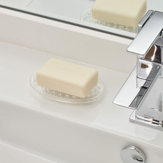 iDesign Plastic Soap Saver, Holder Tray for Bathroom Counter, Shower, Kitchen, 0.75 in. x 3.25 in. x 4.75 in., Clear