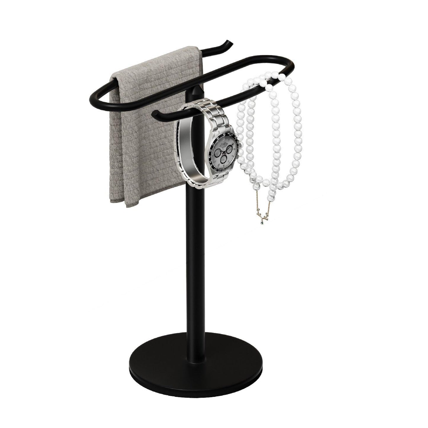 Hand Towel Holder Stand,S-Shaped Free-Standing Towel Rack Black SUS304 Stainless Steel Towel Bar Rack Stand Stand Hand Towel Rack Standing Towel Bar for Bathroom Kitchen Vanity Countertop