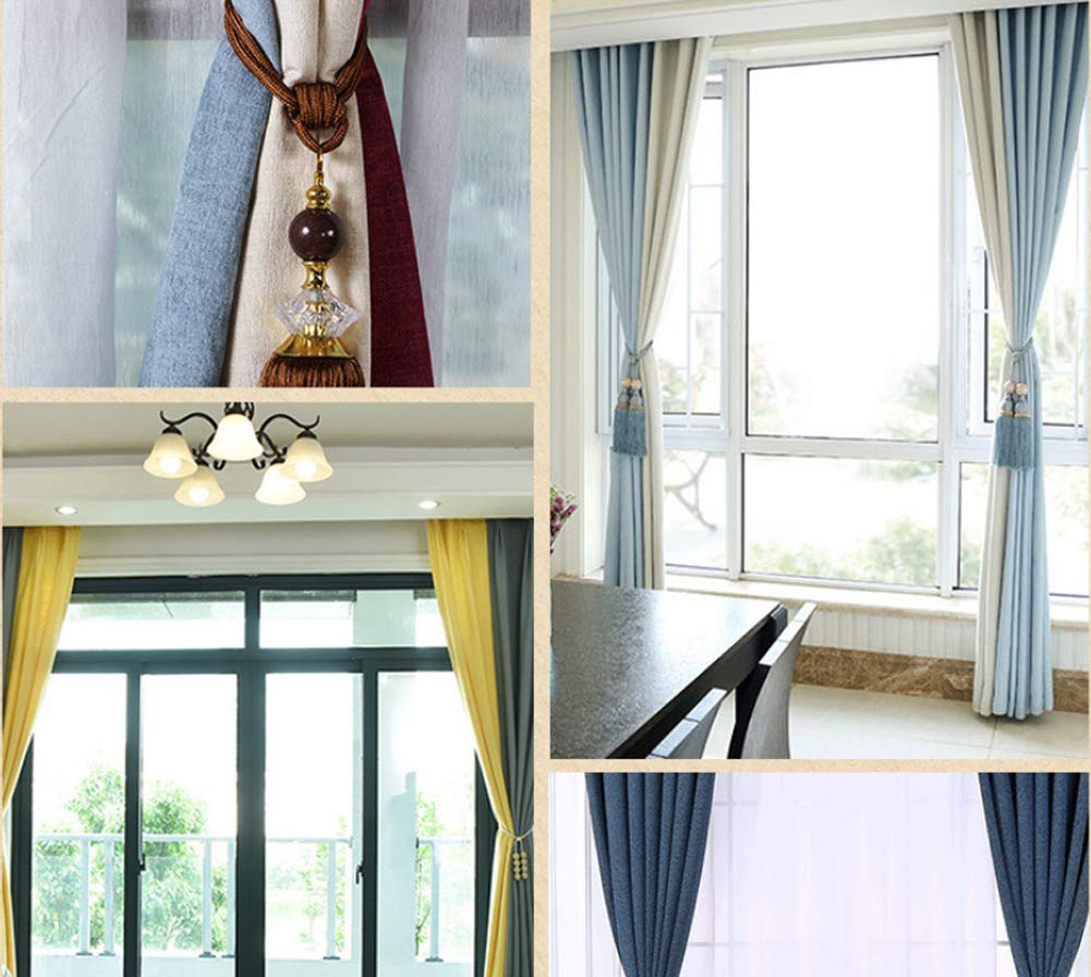 NARAMAX 1Pair Curtain Tassel Tiebacks Charm Crystal Stone Beads Fringe Rope Holdbacks Window Drapery Ball Tassels Rope Holdbacks Curtain Ties for Window Door Home Decorations(Black)