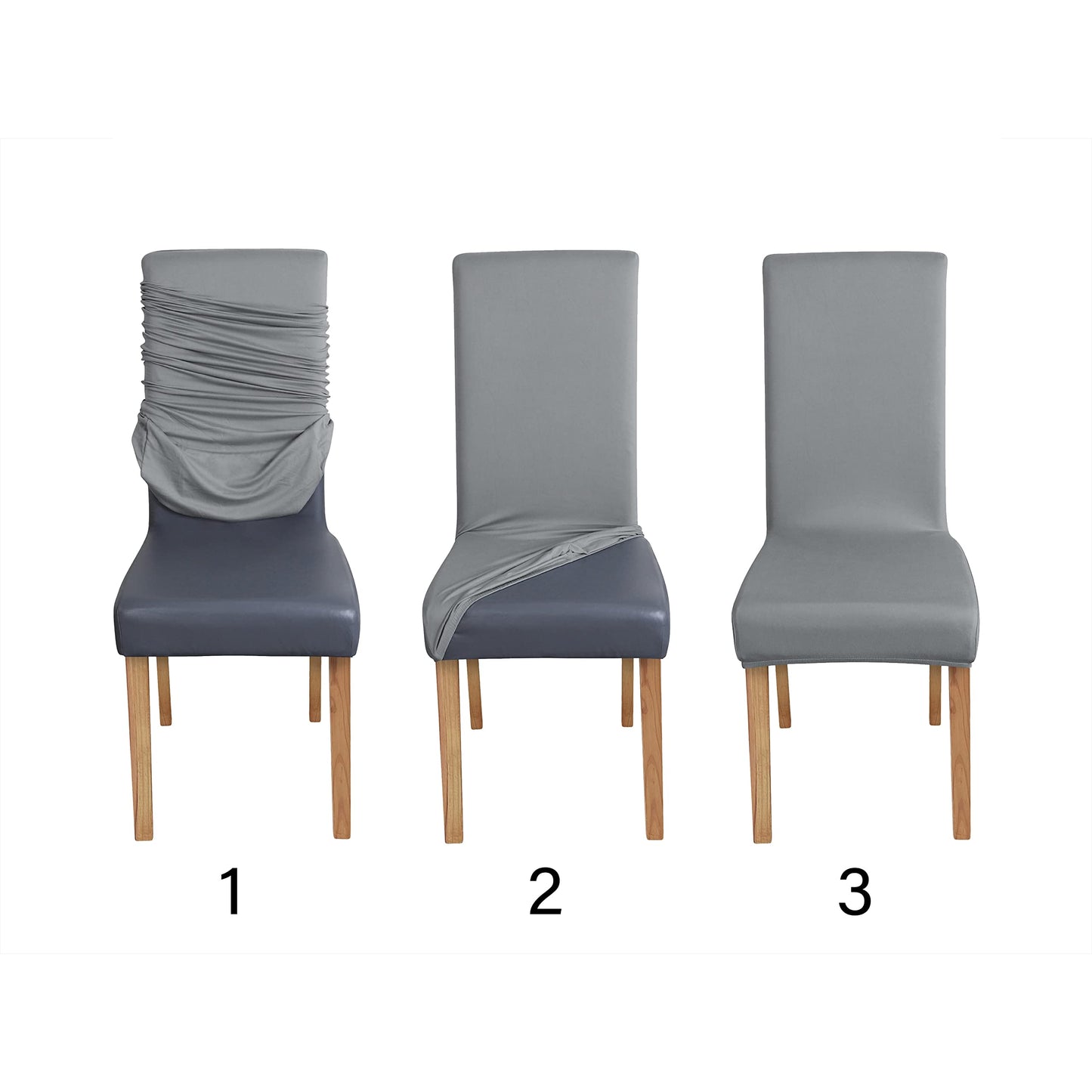 Amazon Basics Dining Chair Covers, Stretch Parson/Dining Chair Slipcover, Removable Washable Chair Protector for Home/Restaurant/Banquet, Light Grey Pack of 4