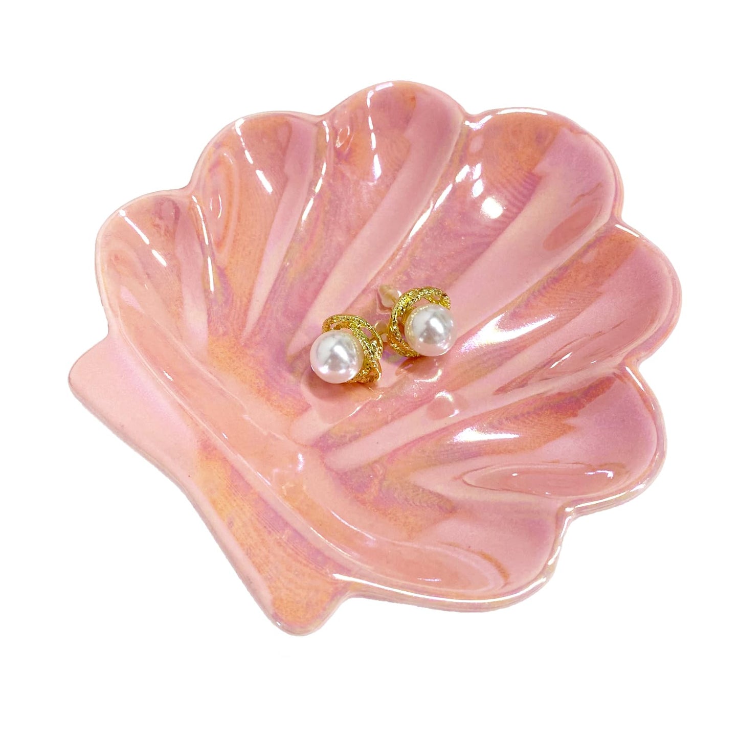 TIGERMILLION Sea Shell Jewelry Dish, Ceramic Seashell Jewelry Holder, Cute Organizer Plate Vanity Decorations Accessories for Home Bathroom Decor Birthday Mother's Day Christmas Gift for Women