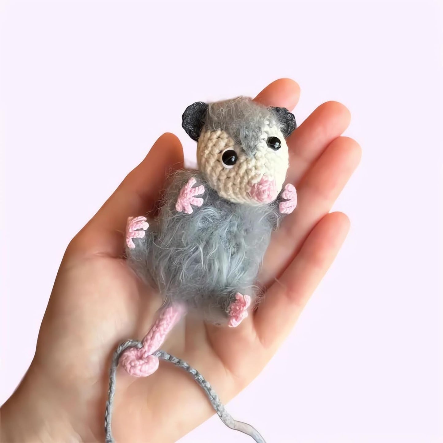atcryih 2024 New Possum Car Charm, Handmade Crochet Knitted Possum Car Pendant, Opossum Gifts Rearview Mirror Accessory Swinging Car Ornament, Cool Car Dashboard Decorations (A-Down)