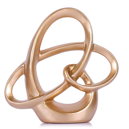 QIANLING Gold Knot Statue Decor - Modern Sculptures Home Decor, Resin Abstract Decor Art Accent,Blue Centerpieces for Living Room, Bedroom, Bathroom, Office, Shelf, Mantel - Wedding, Coffee Table