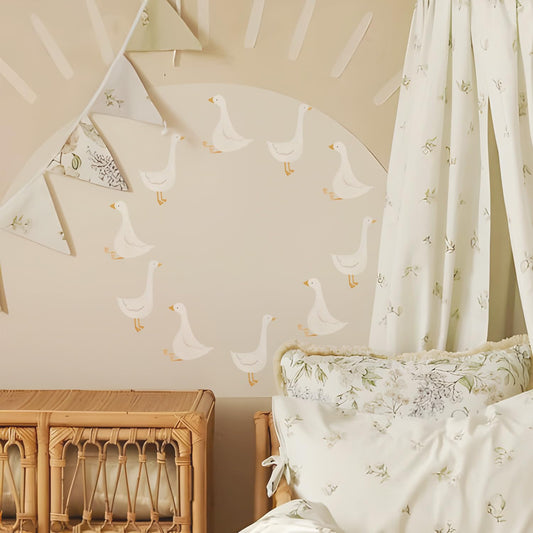 astrkiz 32 Pcs Boho Nursery Animal Wall Decals Peel and Stick, PVC Watercolor Animals Wall Stickers, Cute Wall Art Decor Decal for Kids Bedroom Playroom Baby Room Classroom, Little Silly Goose