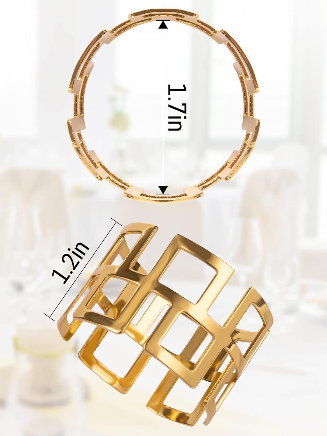 Napkin Rings- Gold Napkin Holder, Round Metal Napkin Buckle for Holiday Party Dinner Wedding Dining Table Decoration (Set of 8)