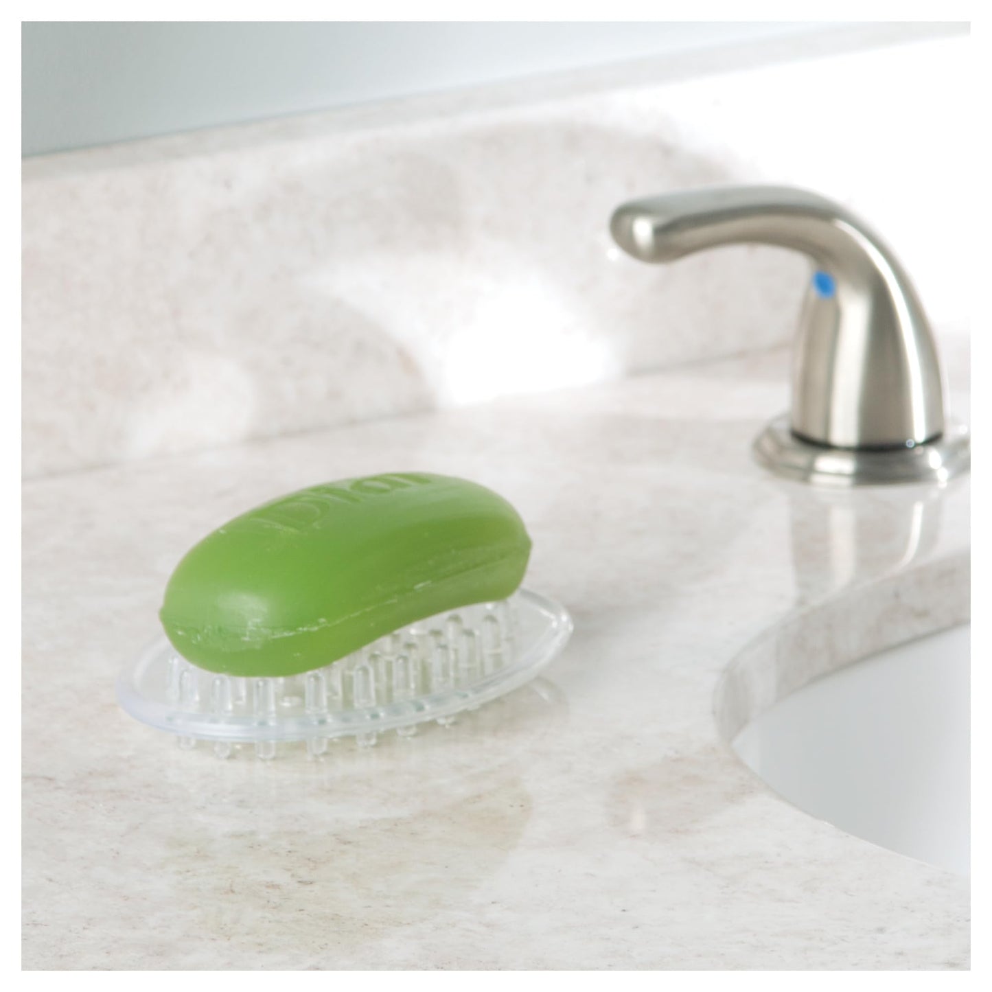 iDesign Plastic Soap Dish, Soap Saver, and Kitchen Sponge Holder - Set of 3, 0.75” x 3.25” x 4.75”, Clear