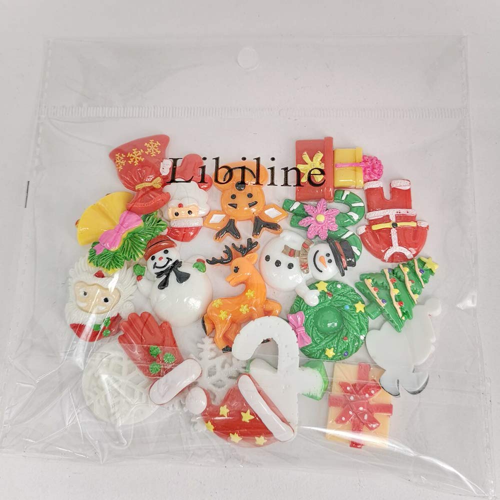 Dandan DIY Random 20pcs Mix Lots Christmas Tree Snow Beer Resin Flatback Button Art Album Flatback Scrapbooking Embellishments DIY Decoration Scrapbooking Craft