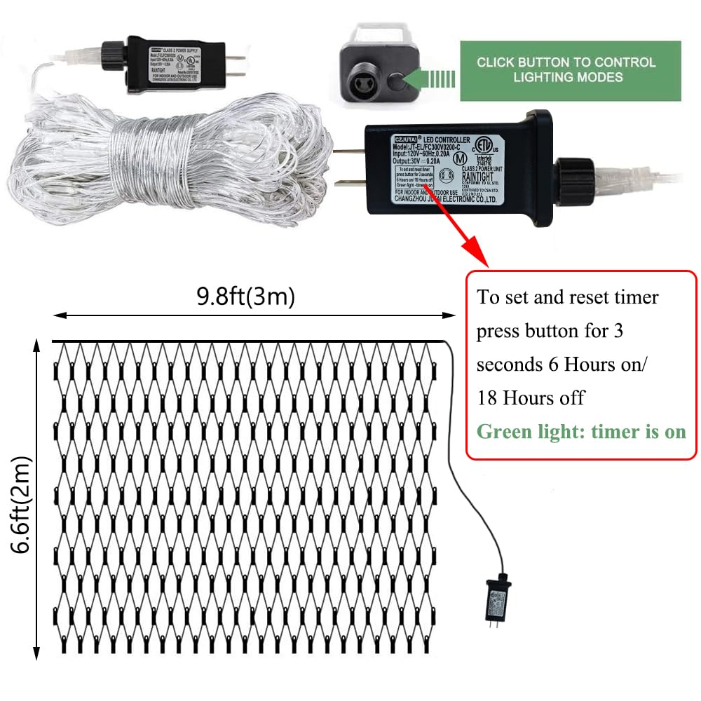 Pink Net Light Valentine’s Day Decor Mesh Lights, 240LED Timer Tree Warp Fairy Lights Outdoor Hanging String Light for Home, Bedroom, Garden, Walkway, Bushes, Christmas Decor-9.8ft x 6.6ft(Pink)