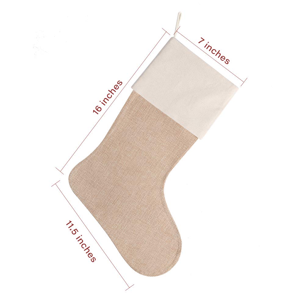 DECORA Natural Jute Burlap Christmas Stocking Fireplace Hanging for Gifts Goodies Handmade Projects Set of 6