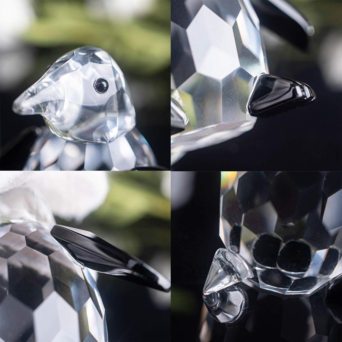 LONGWIN Crytal Cute Penguin Figurines of Glass Collectible Animal Figurines Desk Decoration Ornaments