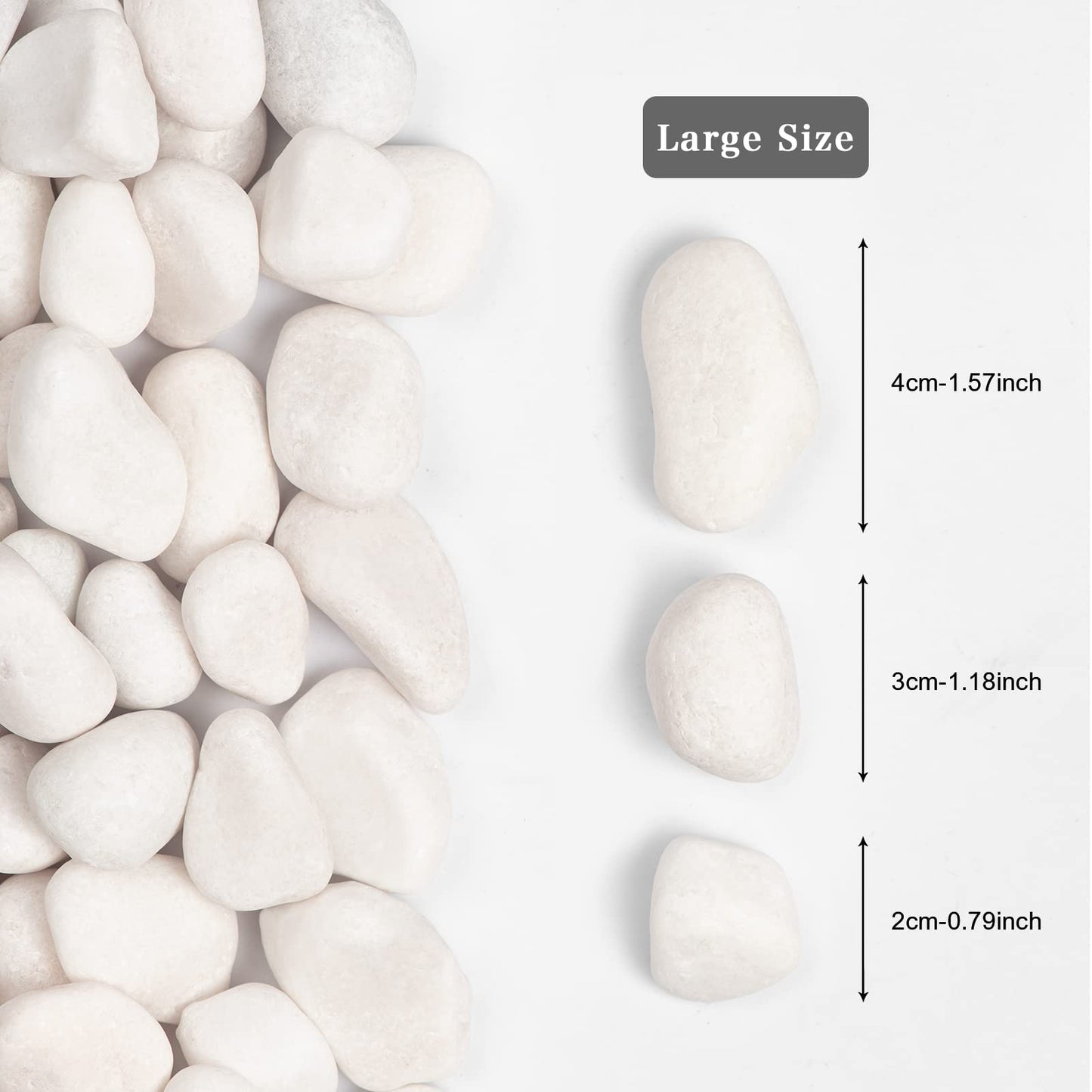 Ausluru 5lbs White Natural River Rocks, Polished Pebbles for Plants Garden, 1-2 inch Decorative White Stones, Ideal for Fish Tank, Vases, Crafting, Home Decor and Garden Landscaping Rocks,White