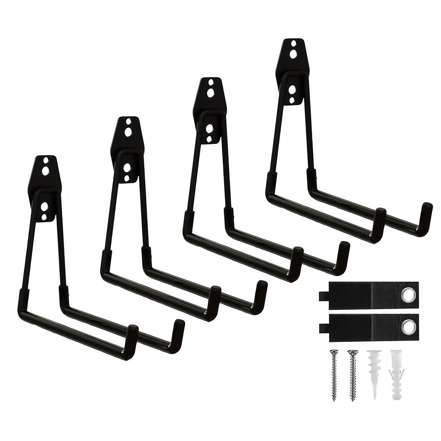 CRXCRC Garage Hooks, 4 Pack 7.7inch Large Square Wall Hooks for Hanging Heavy Duty Ladders, Bikes, Tools Ideal for Garage, Garden, Basement Utility Room Storage (Black)