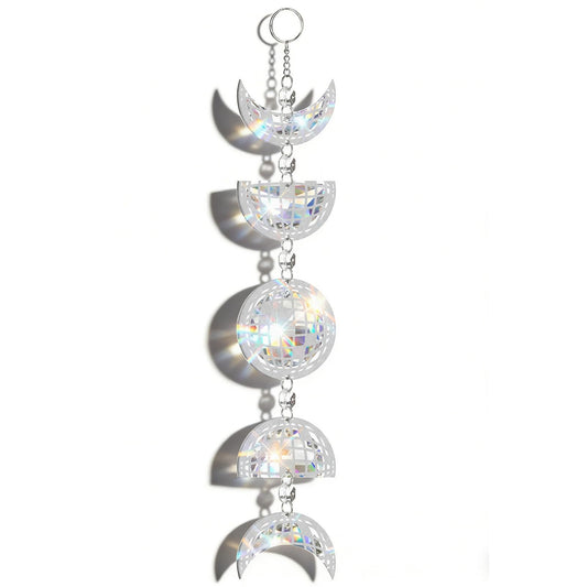 Sliner Disco Ball Moon Phase Hanging Pendant Handmade Sun Catcher for Windows Indoor Windows Ornament Party Christmas Wedding Holiday Decorations Gifts
