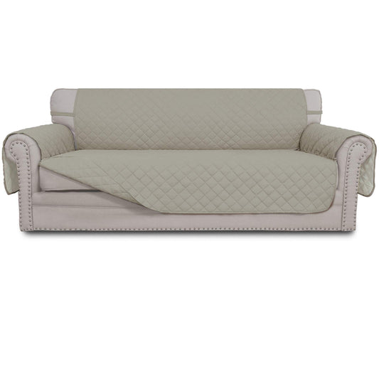 Easy-Going Reversible Couch Cover for 3 Cushion Couch Sofa Cover for Dogs Water Resistant Furniture Protector Cover with Foam Sticks Elastic Straps for Pet Cat (Sofa, Beige/Beige)