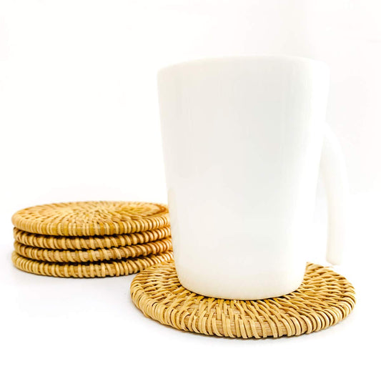 Handmade Braided Drink Coasters, Set of 4, 3.94’’ Round, Ideal for Gifts & Home Decor