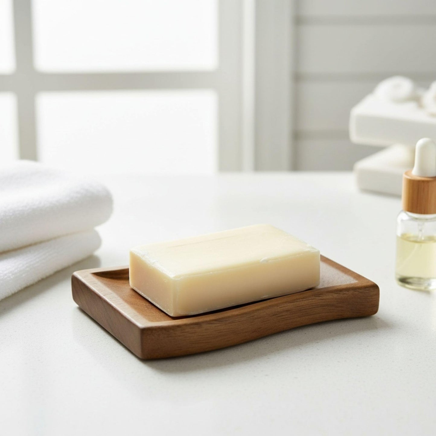 AxonVolu Wood Self-Draining Bar Soap Holder, Natural Rubberwood Soap Dish with 3 Drainage Holes, Non-Slip Soap Saver Tray for Bathroom & Kitchen, Rustic Wooden Sponge/Soap Case（Brown, 1-Pack）