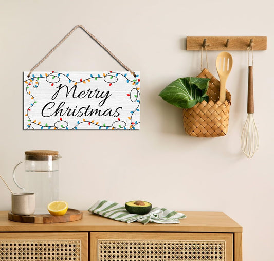 Christmas Door Sign Merry Christmas Wooden Hanging Decor Christmas Themed Winter Wood Sign Christmas Decor For Door Porch Home 6x12 Inch