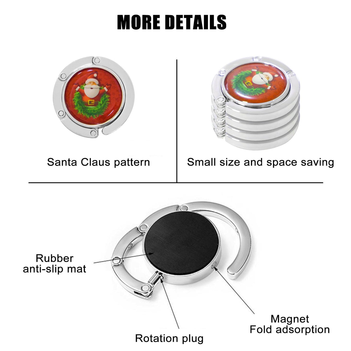 Christmas Stocking Holders for Mantle Set 4,Upgrade Non-Slip Fireplace Stocking Hooks,Lightweight Metal Stocking Hangers for Mantel Santa Claus Xmas Decoration Party Decor Silver Flat Weighted