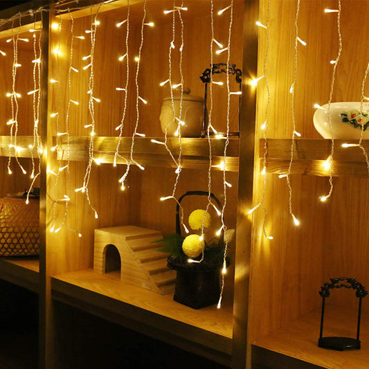Lainin 3.5M/11ft 96 LED Warm White Linkable Fairy Curtain String Light with 8 Modes Memory Functional Controller for Indoor/Outdoor/Patio/Wedding/Valentines Day/Christmas Decor