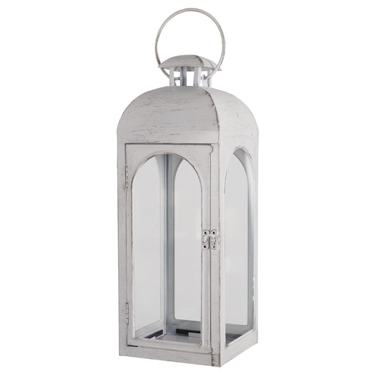 Damsico Lantern Decorative Indoor & Outdoor, Large Hanging Candle Lanterns, Metal Decorative Candle Lanterns, Waterproof Hanging Lantern for Porch Patio Wedding Home (White)