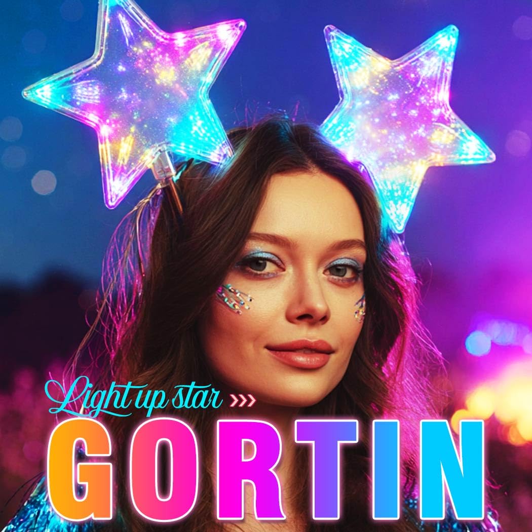 Gortin Light up Star Hair Clips Christmas Headpiece LED Holiday Costume Hair Accessories for Women