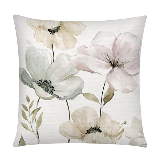 COMMINY Brown White Grey Pillow Covers 18x18 Set of 6 Flower Throw Pillow Cover for Couch Modern Decorative Watercolor Floral Cushion Cover for Sofa Bedroom Living Room Farmhouse Home Decor