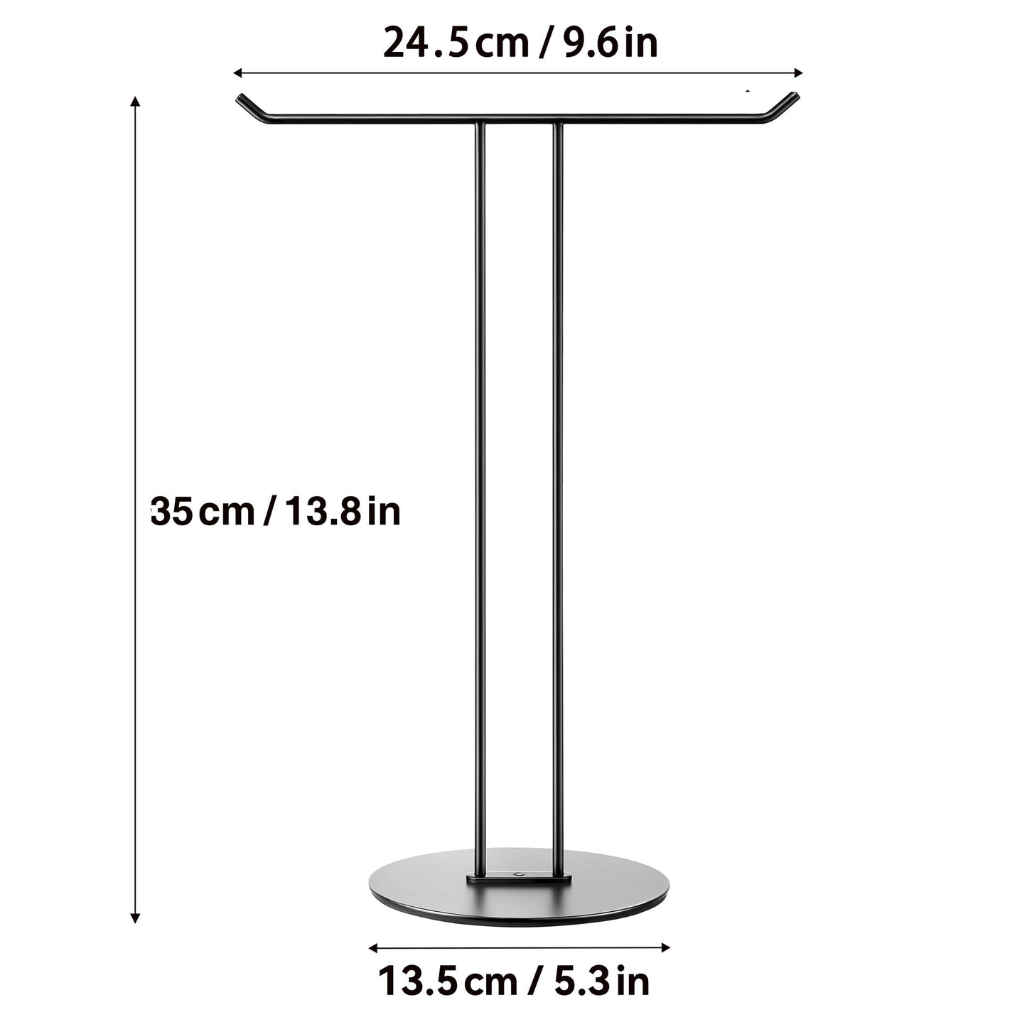 T-Shaped Hand Towel Holder Stand – Countertop Stainless Steel Towel Rack with Non-Slip Base for Bathroom, Kitchen, Vanity, Matte Black