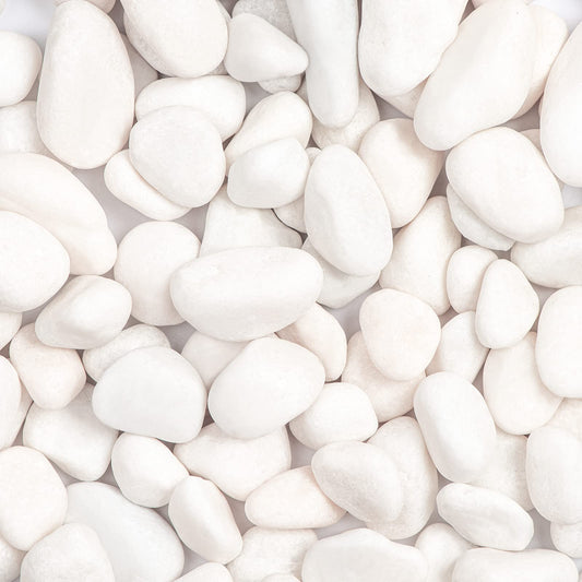 Ausluru 5lbs White Natural River Rocks, Polished Pebbles for Plants Garden, 1-2 inch Decorative White Stones, Ideal for Fish Tank, Vases, Crafting, Home Decor and Garden Landscaping Rocks,White