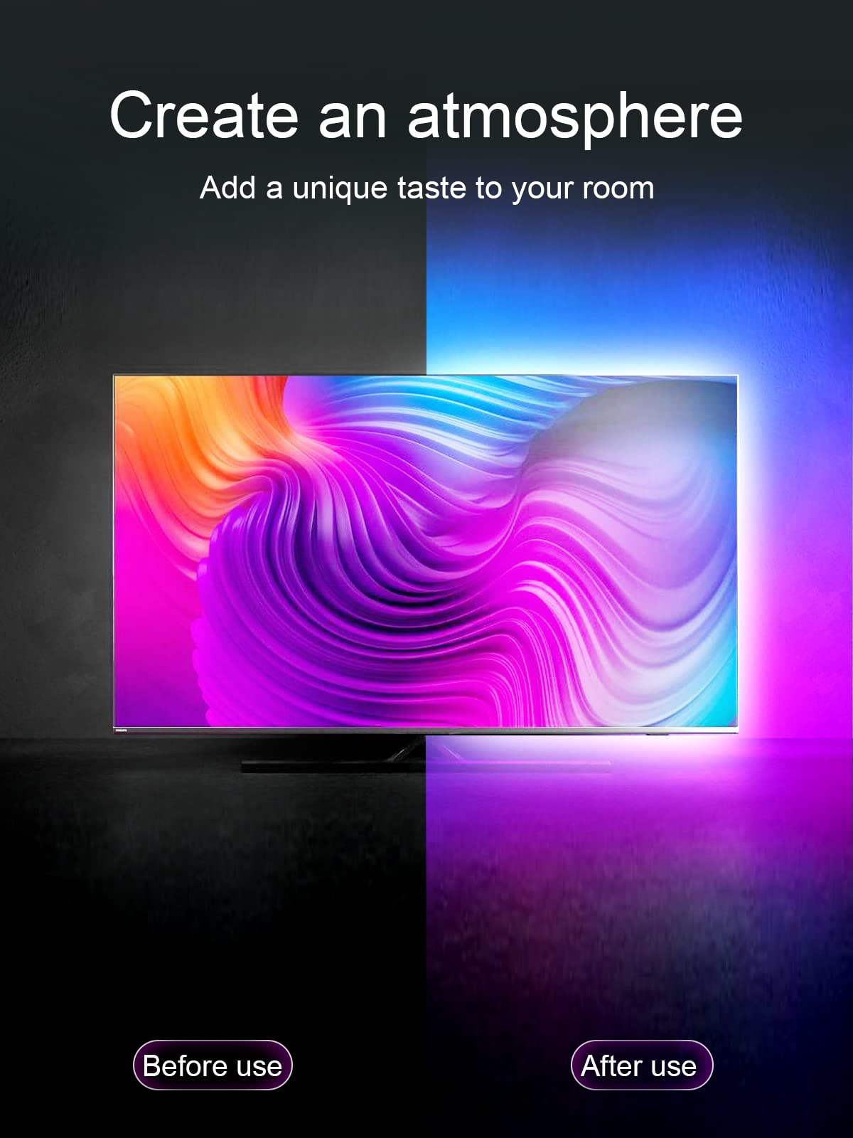 KANTUTOE LED Lights for TV, 16.4ft LED Lights for 45-75 Inch TVs, RGB TV Backlight Behind, Music Sync Bluetooth APP & Remote Control Strip Lights USB Powered for Bedroom, Gaming, Home Décor