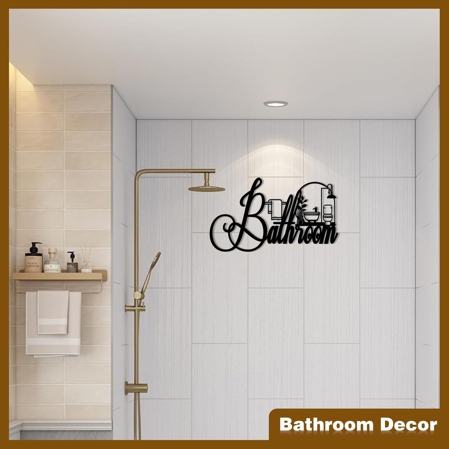 Black Metal Bathroom Wall Decor, Farmhouse Funny Bathroom Sign for Modern Home Hanging Decorations, Metal Bath Art （15 X 8.6in）