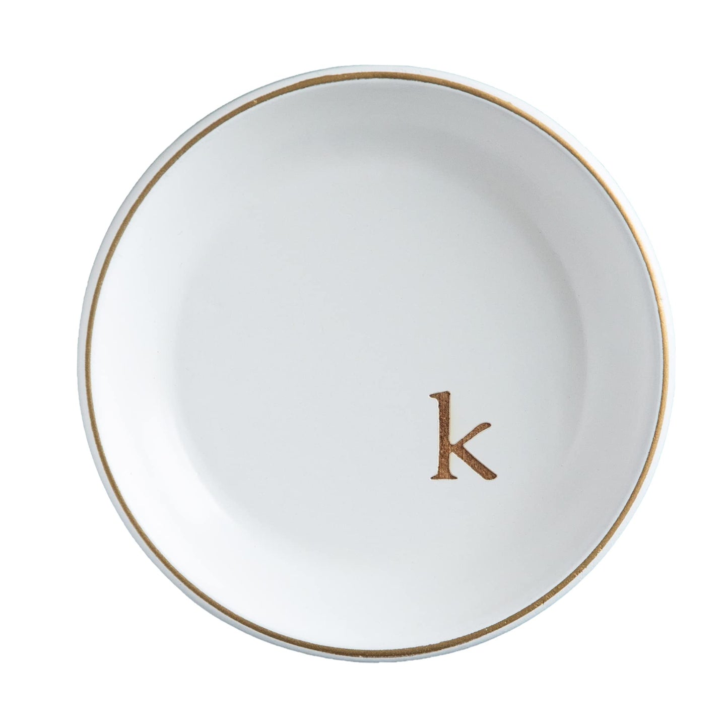 COLLECTIVE HOME - Wood Jewelry Tray, Decorative Monogram Trinket Dish for Rings Earrings Necklaces Bracelet Watch Keys, Birthday Mother's Day Christmas Gift for Women, 4.75" (k)