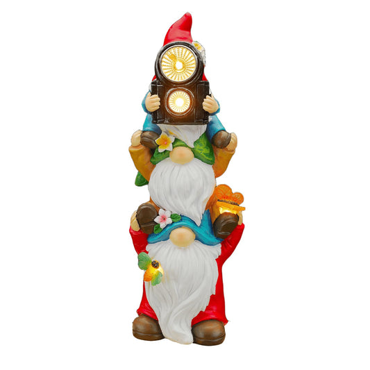 Elegondrar Funny Photography Garden Gnomes Statue, Solar Christmas Gnomes Outdoor Decor for Yard, Lawn, Patio, Porch, Unique Xmas Birthday Housewaming Gifts,12 Inch, Resin